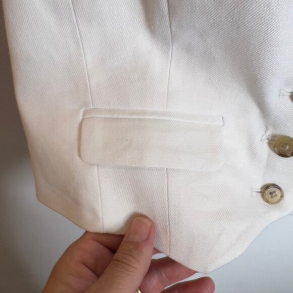 J.Crew Womens Classic Vest Stretch Linen Blend White Size 4 CA761 - Picture 4 of 9